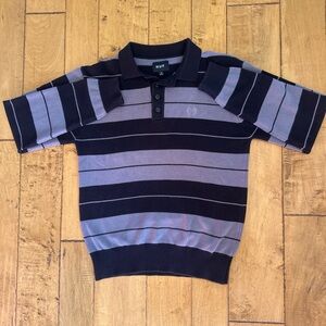 HUF Black and Gray Striped Polo